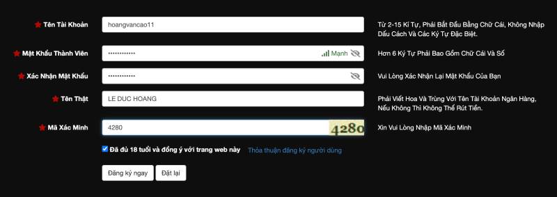 Bước 2: Hoàn thành thông tin theo mẫu yêu cầu