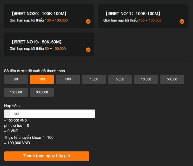 Chuyển khoản ngân hàng để nạp tiền